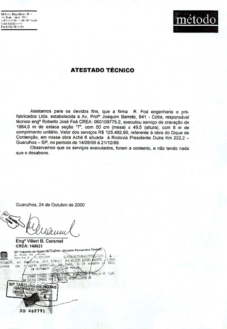 Estacas Pré-Moldadas: Atestado Método